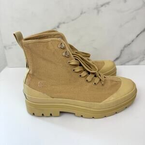 Everlane Women Canvas Utility Lug Boots Size 7.5 100% Organic Cotton Neutral Tan